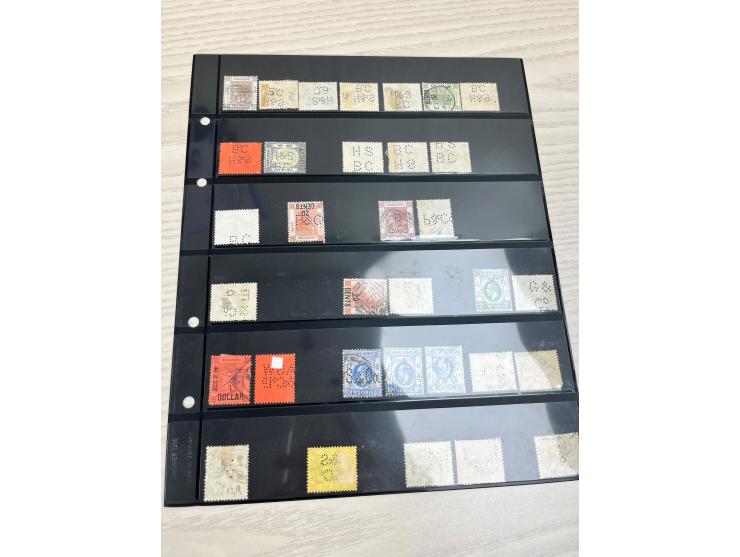 including treaty port's marking Amoy, Canton, B62 obliterators, Sunburst (Shanghai) cancel, Perfins, Company chops, Jubilee I